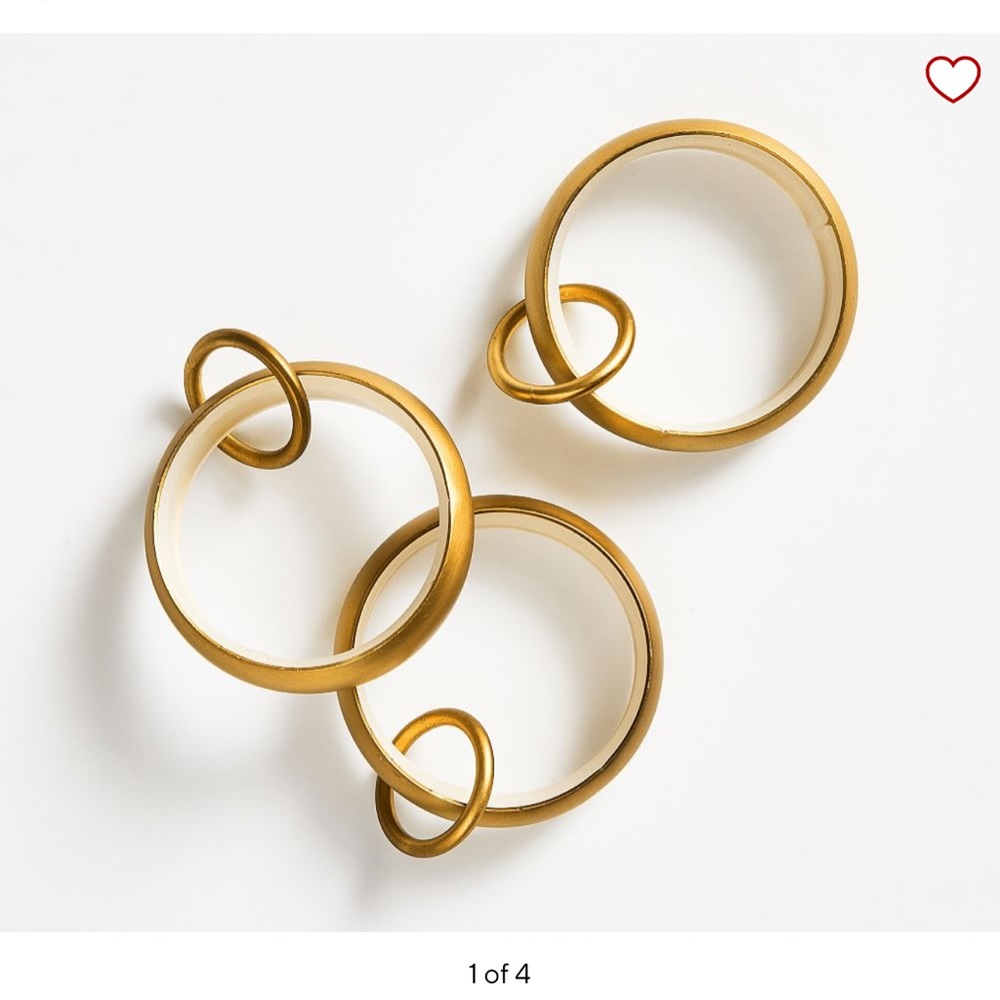 Pottery Barn Quite Glide Brass 1.25” Curtain Rings